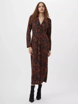 Đầm Midi Zaria French Connection, Đen/Nâu