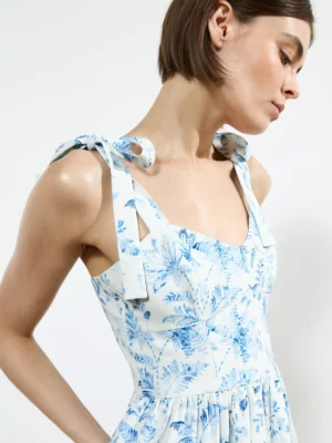 Đầm Midi French Connection Serenity Dale, Kem/Xanh Dương