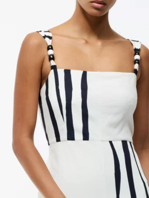Đầm Maxi Kẻ Sọc Genevieve Ariette French Connection, Trắng/Đen