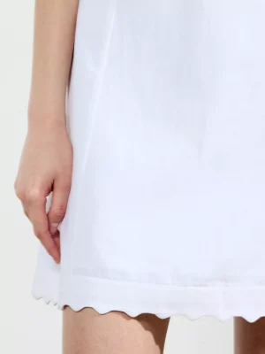 French Connection Ariette Linen Blend Scalloped Mini Dress