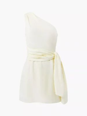 French Connection Birdie One Shoulder Linen Blend Dress, Cornsilk Yellow